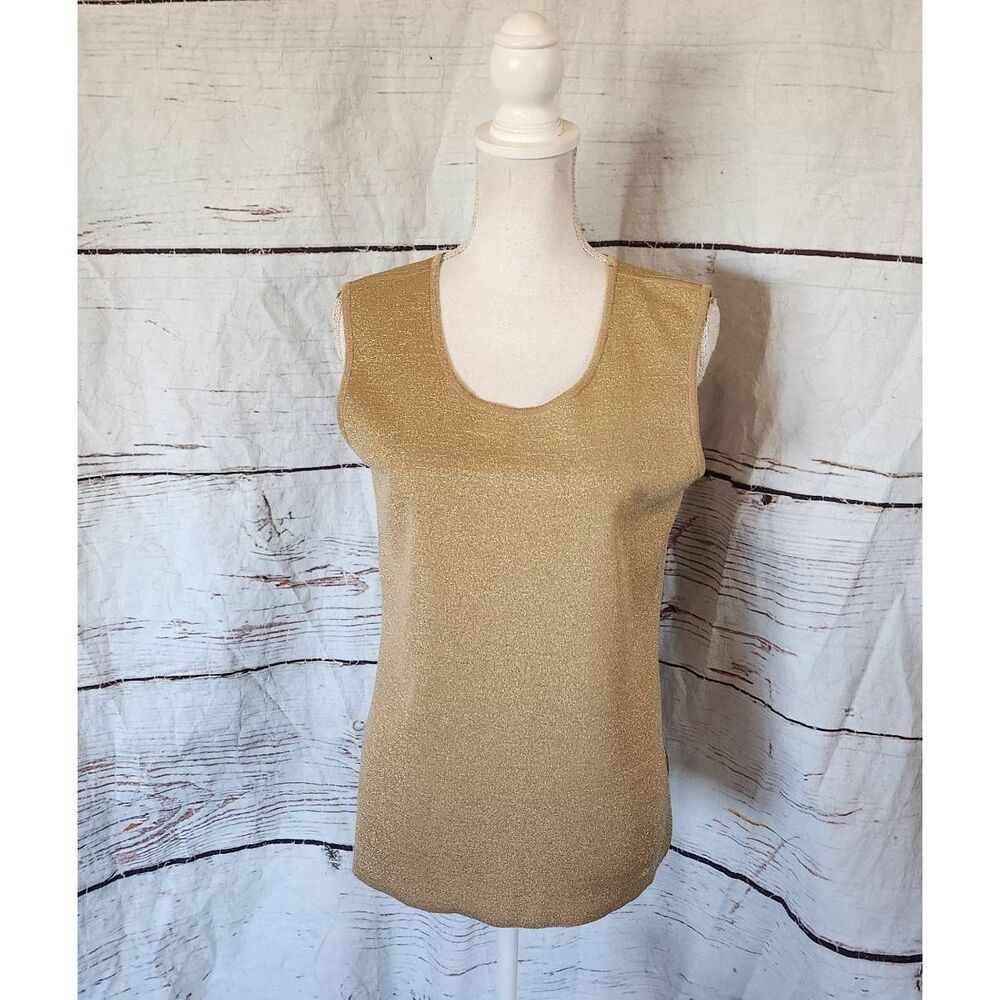Misook Metallic Gold Sleeveless Top Size Small